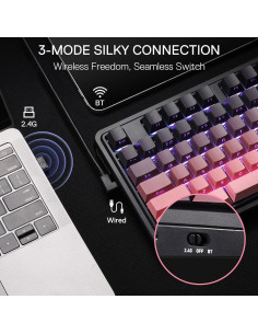 Teclado Mecánico Inalámbrico Redragon K728 PRO Rosa TKL 87 Teclas 2