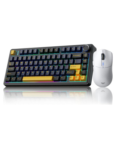 Combo Teclado Mecánico Inalámbrico AULA F75 y Ratón SC580 Blanco