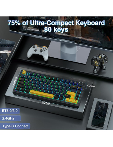 Combo Teclado Mecánico Inalámbrico AULA F75 y Ratón SC580 Blanco