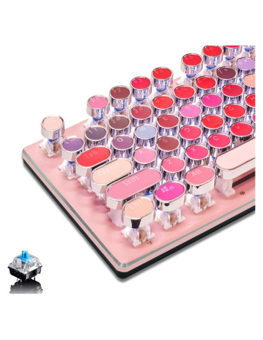 Teclado Mecánico Basaltech Rosa 104 Teclas Retroiluminado LED