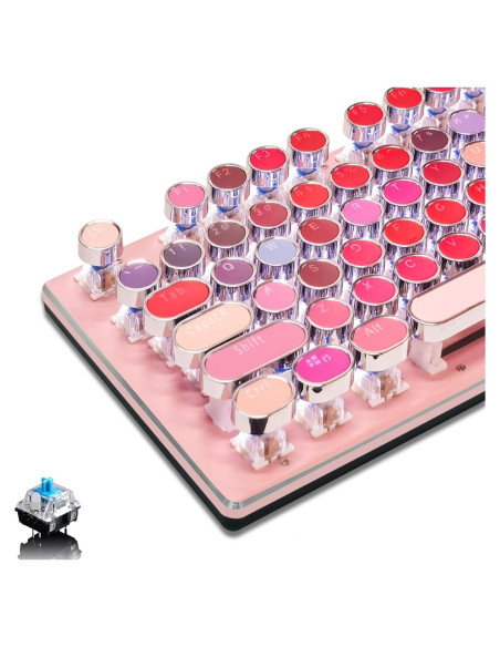 Teclado Mecánico Basaltech Rosa 104 Teclas Retroiluminado LED
