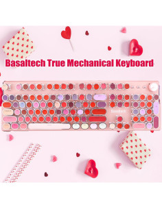 Teclado Mecánico Basaltech Rosa 104 Teclas Retroiluminado LED 2