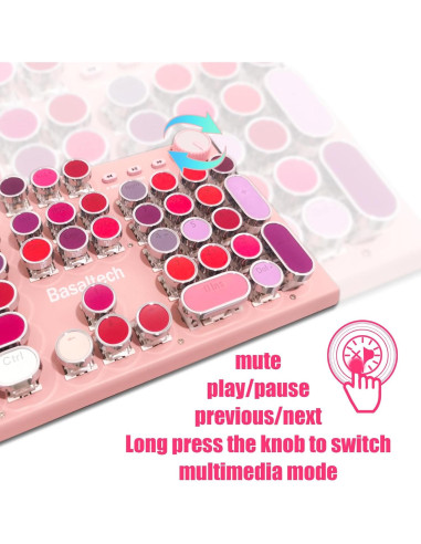 Teclado Mecánico Basaltech Rosa 104 Teclas Retroiluminado LED