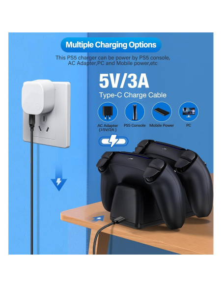 Estación de Carga Doble HELLISTRKE para Controladores PS5