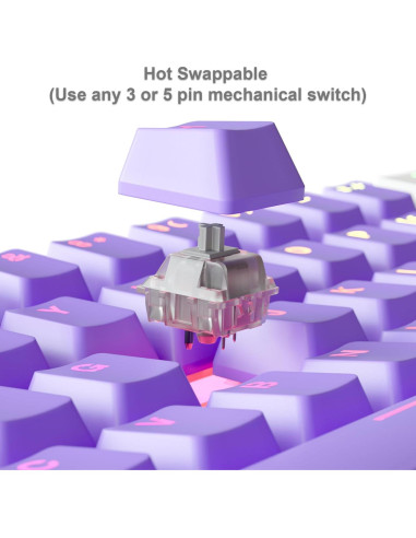 Teclado Mecánico Kraken Pro 60% Blanco y Púrpura Hot Swappable