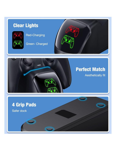 Estación de Carga Doble HELLISTRKE para Controladores PS5