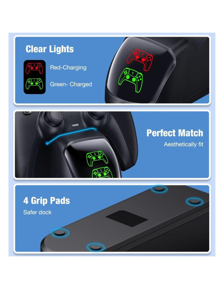 Estación de Carga Doble HELLISTRKE para Controladores PS5