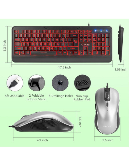 Combo Teclado y Ratón CHONCHOW USB Gran Impresión RGB