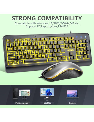 Combo Teclado y Ratón CHONCHOW USB Gran Impresión RGB