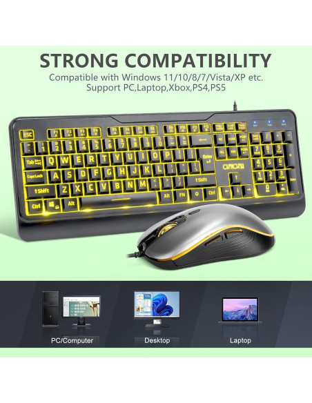 Combo Teclado y Ratón CHONCHOW USB Gran Impresión RGB