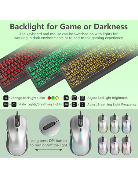 Combo Teclado y Ratón CHONCHOW USB Gran Impresión RGB