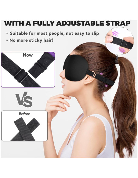 Paquete de 4 Máscaras de Sueño 3D MS Ajustables - Negro, Púrpura, Azul, Gris