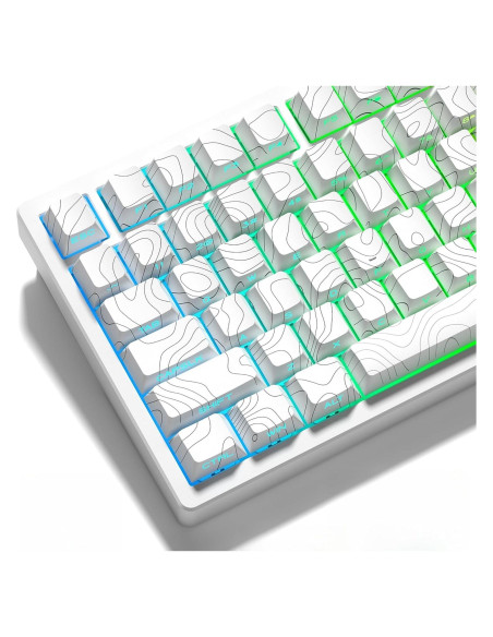 Teclas Topográficas Blancas PBT Dagaladoo para Teclado Mecánico