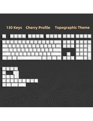 Teclas Topográficas Blancas PBT Dagaladoo para Teclado Mecánico