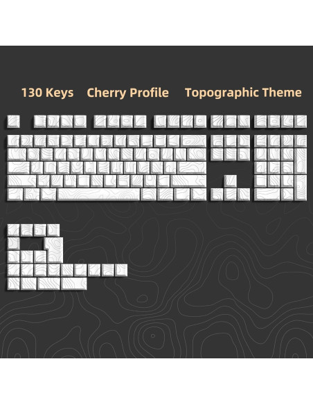 Teclas Topográficas Blancas PBT Dagaladoo para Teclado Mecánico