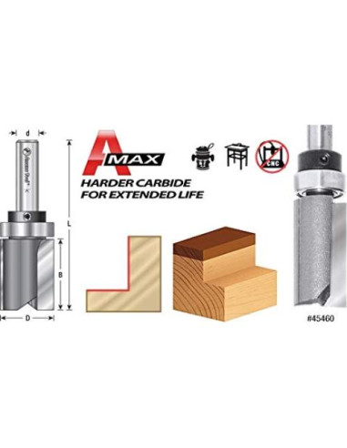 Fresa de Plantilla Amana Tool 45365 Carburo 2.54 cm