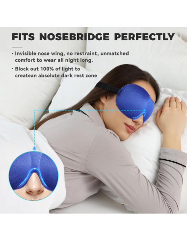 Paquete de 4 Máscaras de Sueño 3D MS Ajustables - Negro, Púrpura, Azul, Gris