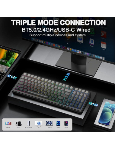 Combo Teclado Mecánico Inalámbrico AULA F99 Pro + Ratón SC580X