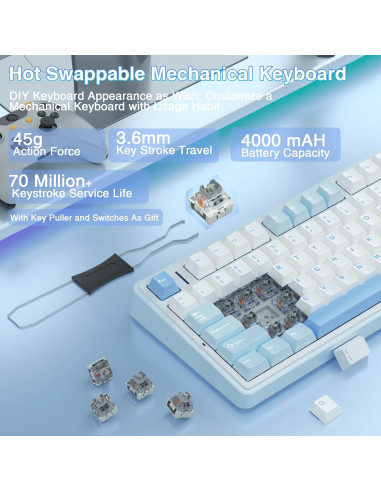 Combo Teclado Mecánico Inalámbrico AULA F75 + Ratón SC580X