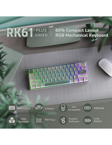 Combo Teclado Mecánico RK61 Plus y Ratón Inalámbrico RK M3