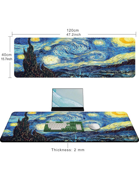 Alfombrilla de Ratón Gaming XXL Cacoy 120x40cm Antideslizante