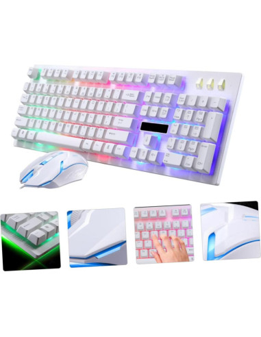 Conjunto Teclado y Ratón USB OSALADI Ergonómico 45x14cm