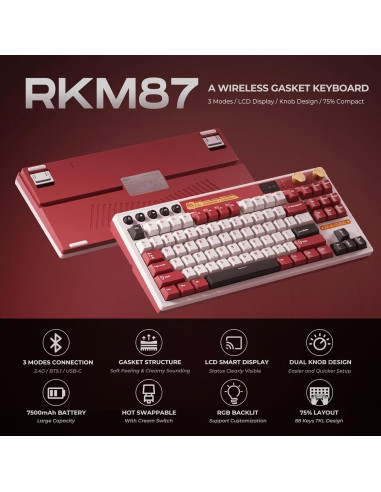 Teclado Inalámbrico RK Royal Kludge M87 + Ratón M3 42000DPI