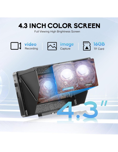 Cámara de Inspección de Tuberías JINXINEBAY 20M, 4.3" HD 1200TVL