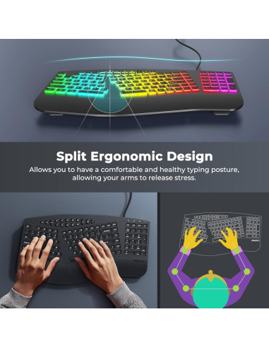 Teclado Ergonómico K1000 MEETION con Retroiluminación RGB
