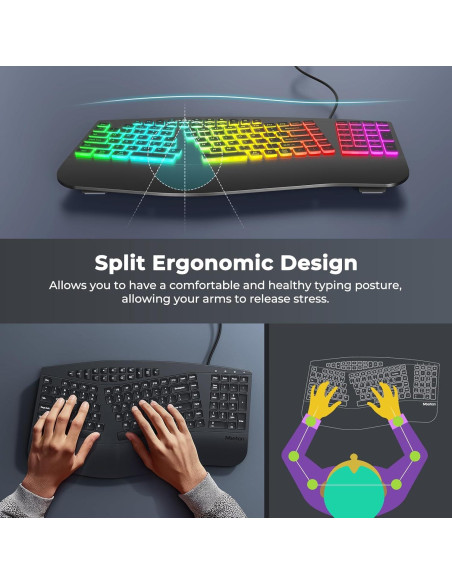 Teclado Ergonómico K1000 MEETION con Retroiluminación RGB
