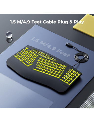 Teclado Ergonómico K1000 MEETION con Retroiluminación RGB