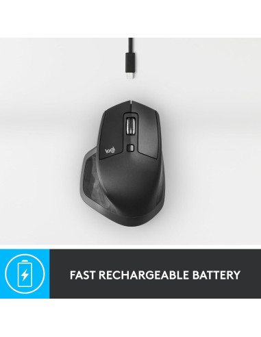Ratón Inalámbrico Logitech MX Master 2S - Grafito, Ergonómico, Bluetooth, Controla 3 PCs