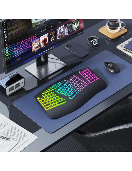 Teclado Ergonómico K1000 MEETION con Retroiluminación RGB