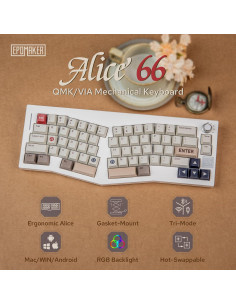 Teclado Mecánico Inalámbrico EPOMAKER Alice 66 - RGB, 4000mAh 2