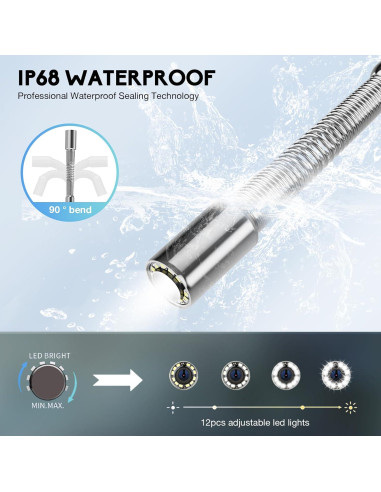 Cámara de Inspección de Tuberías JINXINEBAY 20M, 4.3" HD 1200TVL