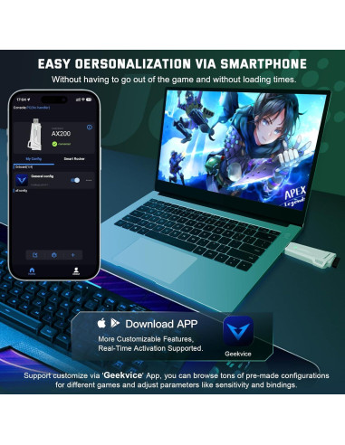 Adaptador de Teclado y Ratón Joso AX200 para PC - Asistencia de Apuntado