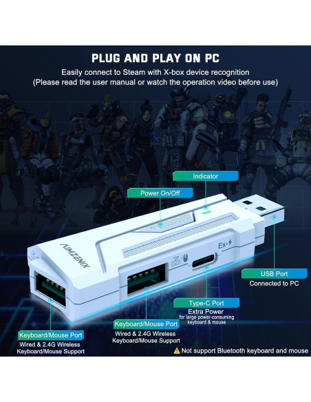 Adaptador de Teclado y Ratón Joso AX200 para PC - Asistencia de Apuntado