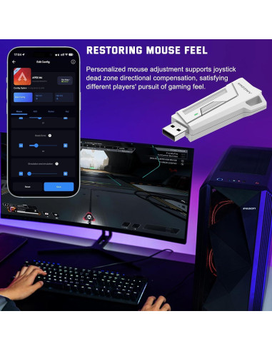 Adaptador de Teclado y Ratón Joso AX200 para PC - Asistencia de Apuntado