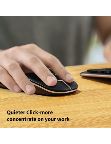 Ratón Inalámbrico Vssoplor Slim 2.4G Negro y Dorado