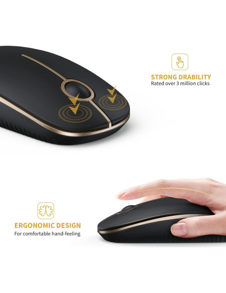 Ratón Inalámbrico Vssoplor Slim 2.4G Negro y Dorado
