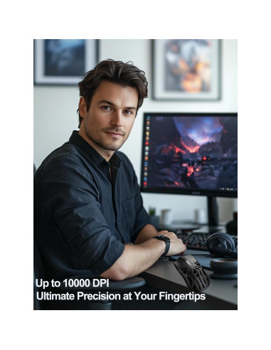 Ratón Gaming Inalámbrico SHARE SUNSHINE 10000 DPI RGB Ergonómico