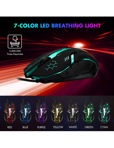 Combo Teclado y Ratón Gaming CHONCHOW USB RGB 104 Teclas