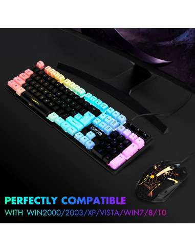 Combo Teclado y Ratón Gaming CHONCHOW USB RGB 104 Teclas