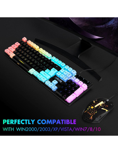 Combo Teclado y Ratón Gaming CHONCHOW USB RGB 104 Teclas Combo Teclado y Ratón Gaming CHONCHOW USB RGB 104 Teclas
