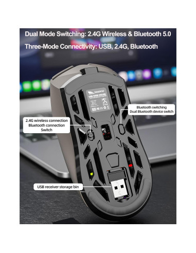 Ratón Gaming Inalámbrico SHARE SUNSHINE 10000 DPI RGB Ergonómico