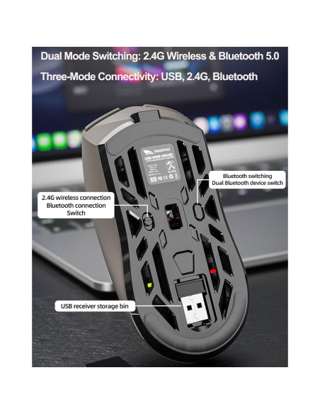 Ratón Gaming Inalámbrico SHARE SUNSHINE 10000 DPI RGB Ergonómico