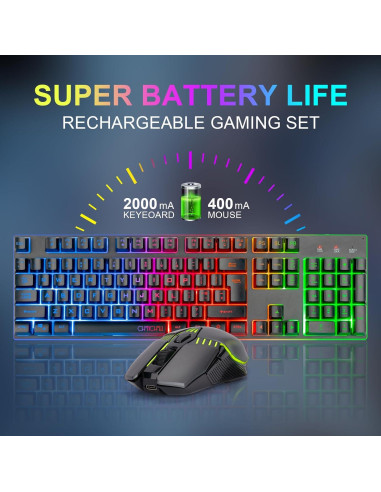 Combo Teclado y Ratón Inalámbricos CHONCHOW RGB Mecánico