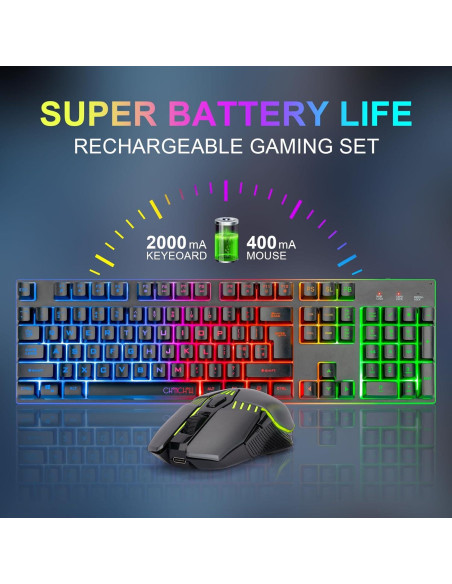 Combo Teclado y Ratón Inalámbricos CHONCHOW RGB Mecánico Combo Teclado y Ratón Inalámbricos CHONCHOW RGB Mecánico