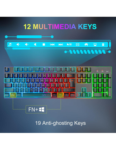 Combo Teclado y Ratón Inalámbricos CHONCHOW RGB Mecánico