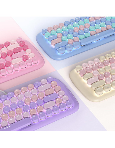 Teclado Mecánico Estilo Máquina de Escribir iRoboosta 84 Teclas Púrpura